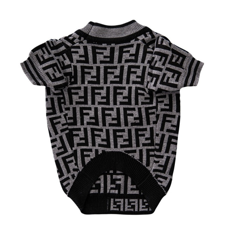 Fendi FF Monogram Logo Grey Dog Sweater