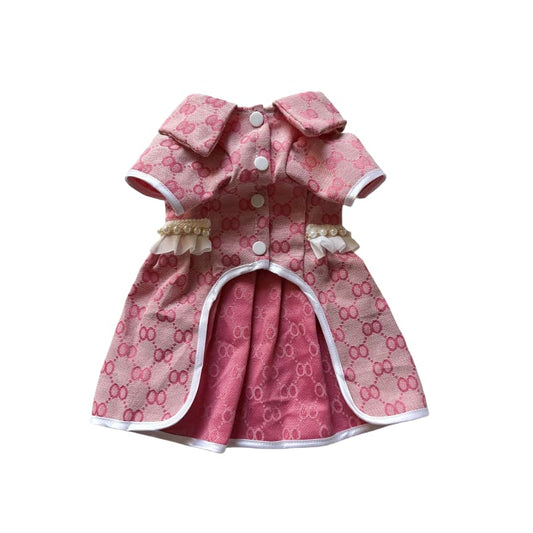 Gucci-Inspired Pink OO Monogram Dog Dress