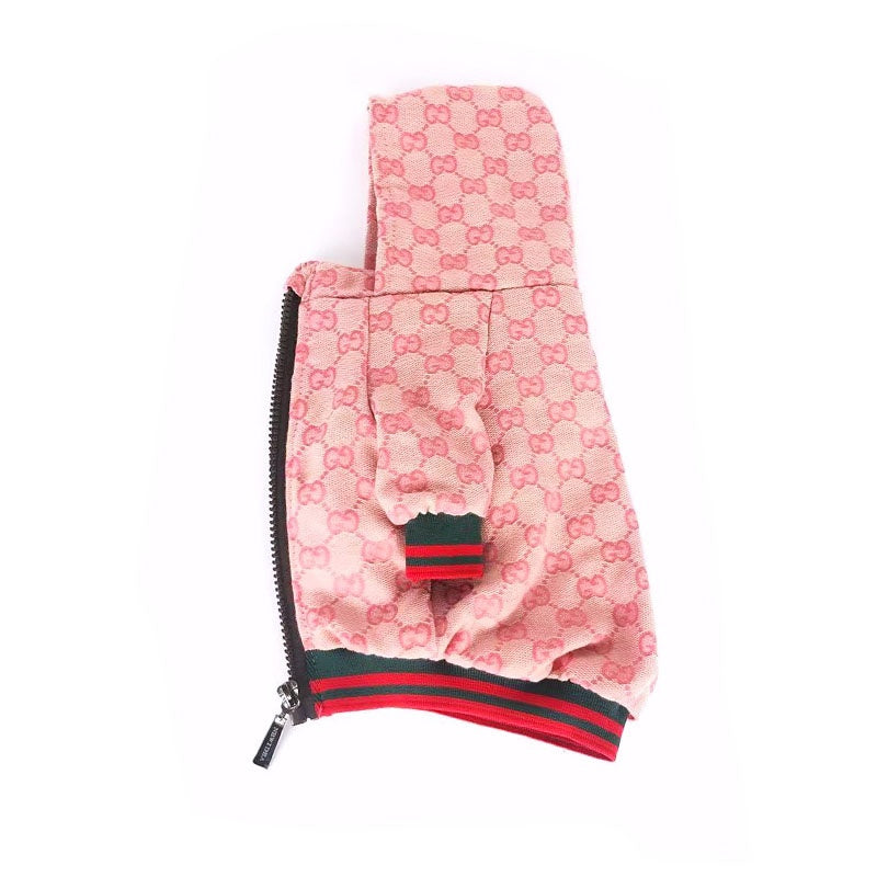 Gucci Monogram Pink Hooded Zip-Up Dog Jacket