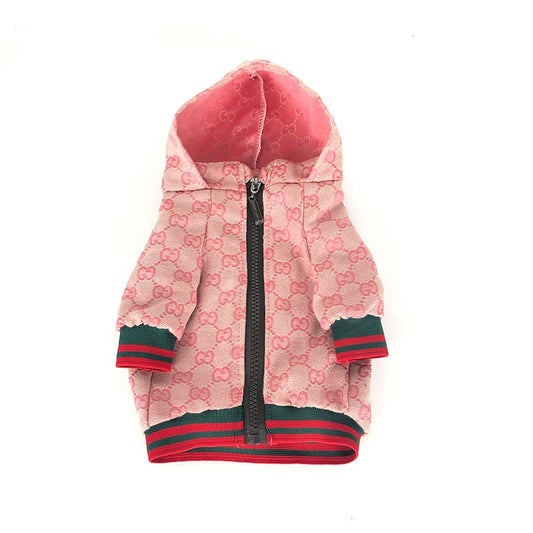Gucci Monogram Pink Hooded Zip-Up Dog Jacket