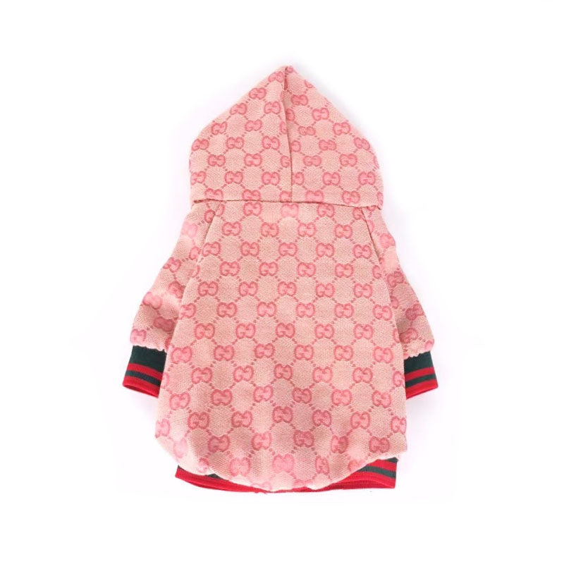 Gucci Monogram Pink Hooded Zip-Up Dog Jacket