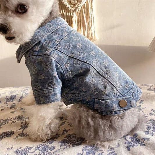 LV-Inspired Denim Dog Jacket
