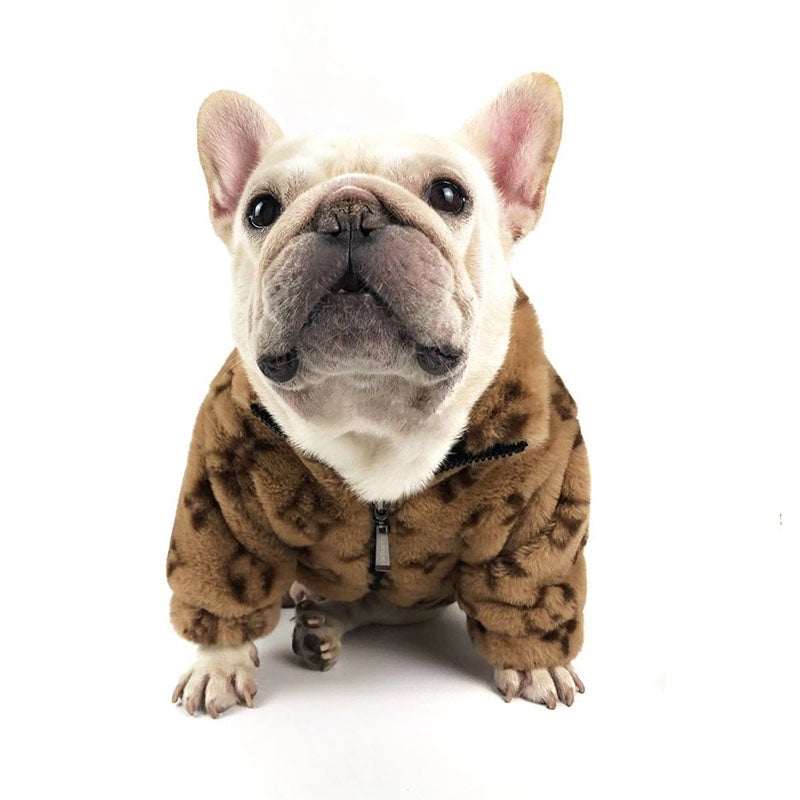 LV Monogram Faux Fur Dog Jacket