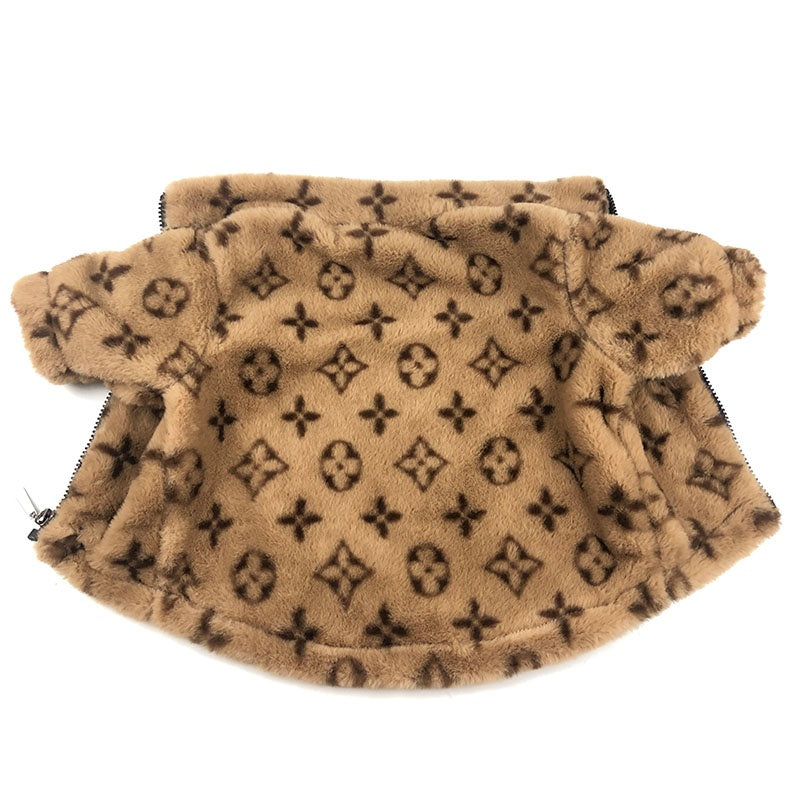 LV Monogram Faux Fur Dog Jacket