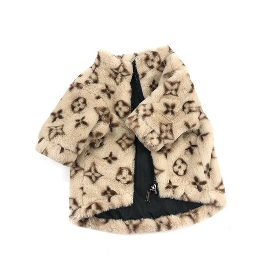 LV Monogram Faux Fur Dog Jacket