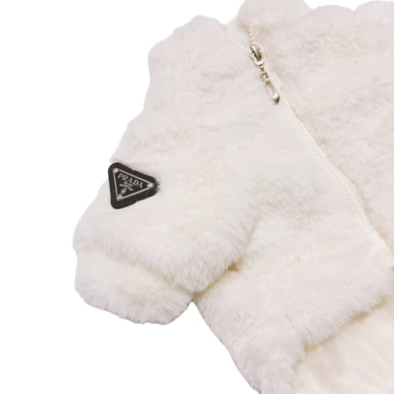 Prada Faux Fur Zipper Dog Jacket