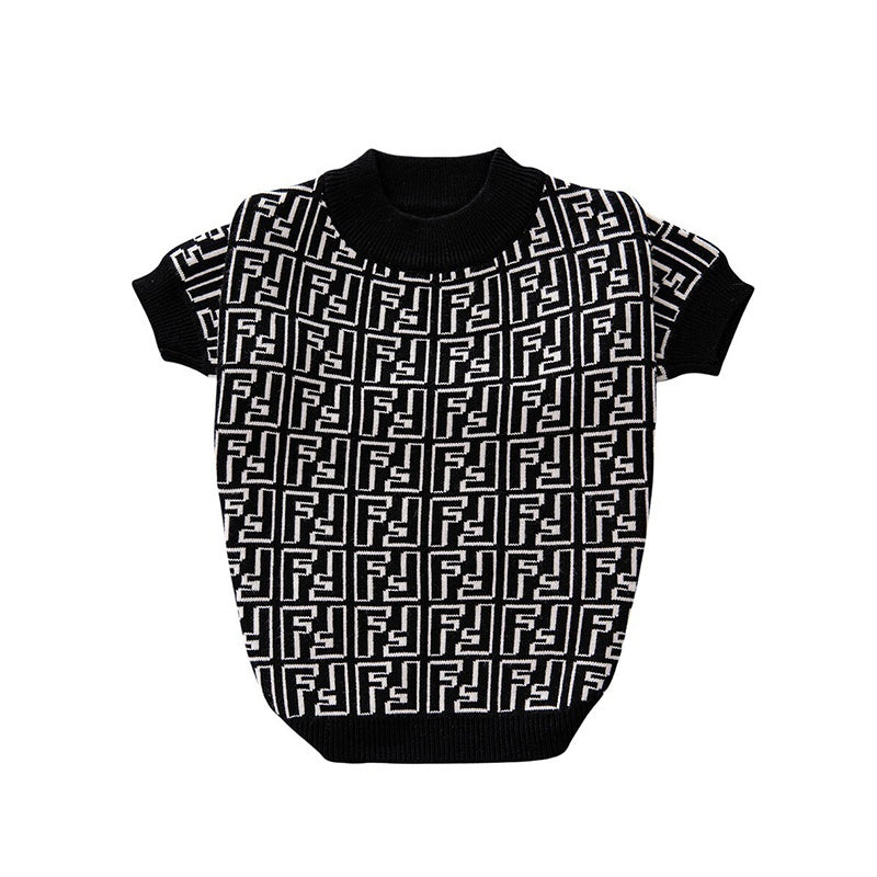 Fendi FF Monogram Logo Black Dog Sweater