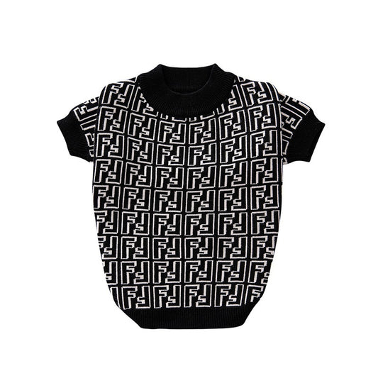 Fendi FF Monogram Logo Black Dog Sweater