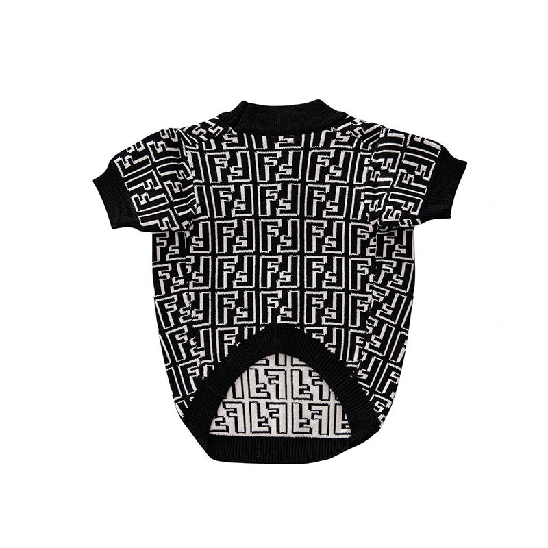 Fendi FF Monogram Logo Black Dog Sweater