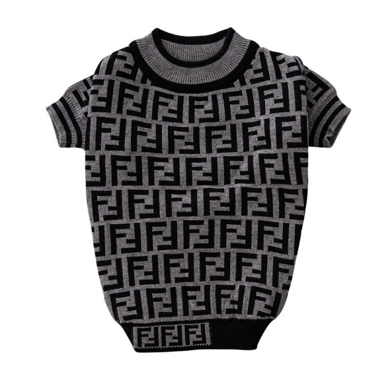 Fendi FF Monogram Logo Grey Dog Sweater
