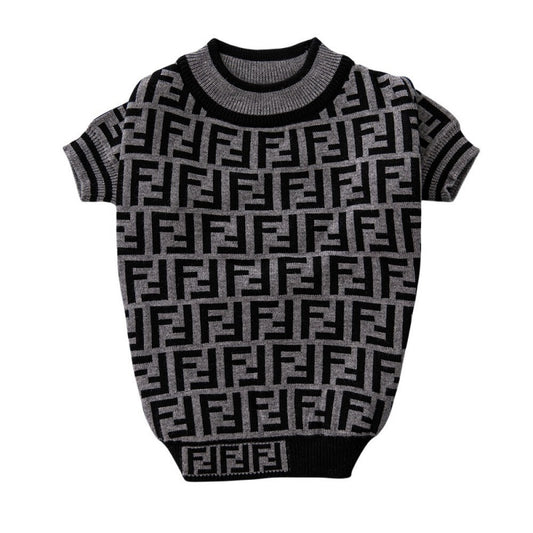 Fendi FF Monogram Logo Grey Dog Sweater