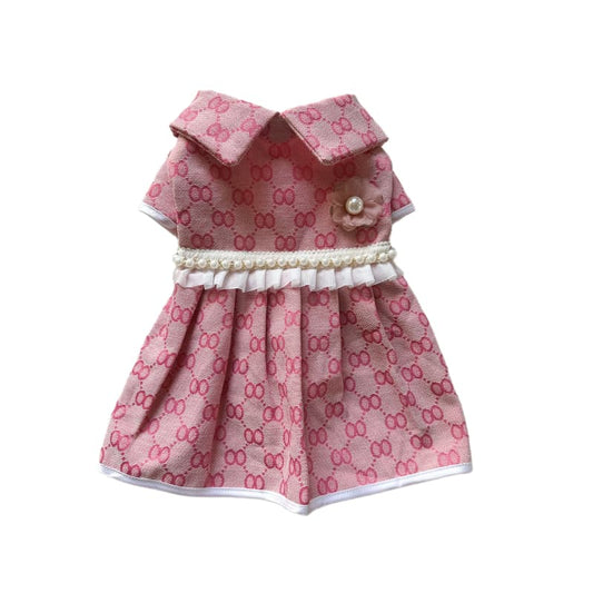Gucci-Inspired Pink OO Monogram Dog Dress