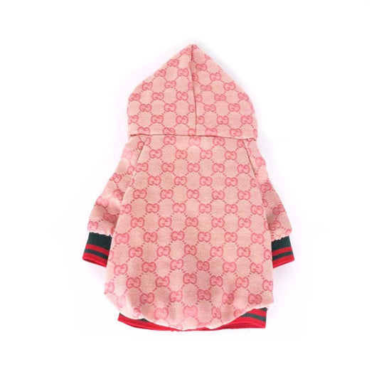 Gucci Monogram Pink Hooded Zip-Up Dog Jacket