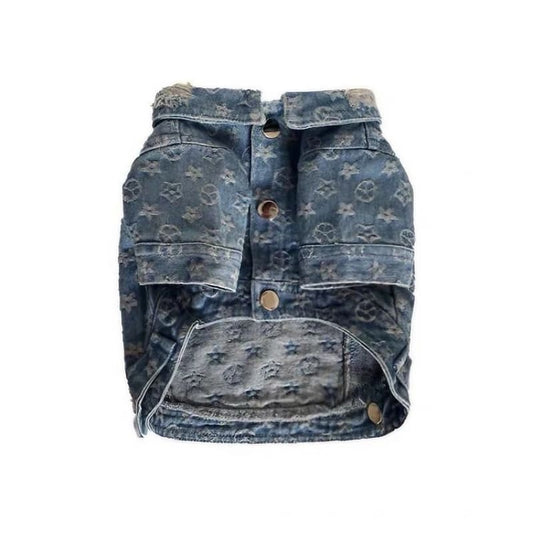 LV-Inspired Denim Dog Jacket