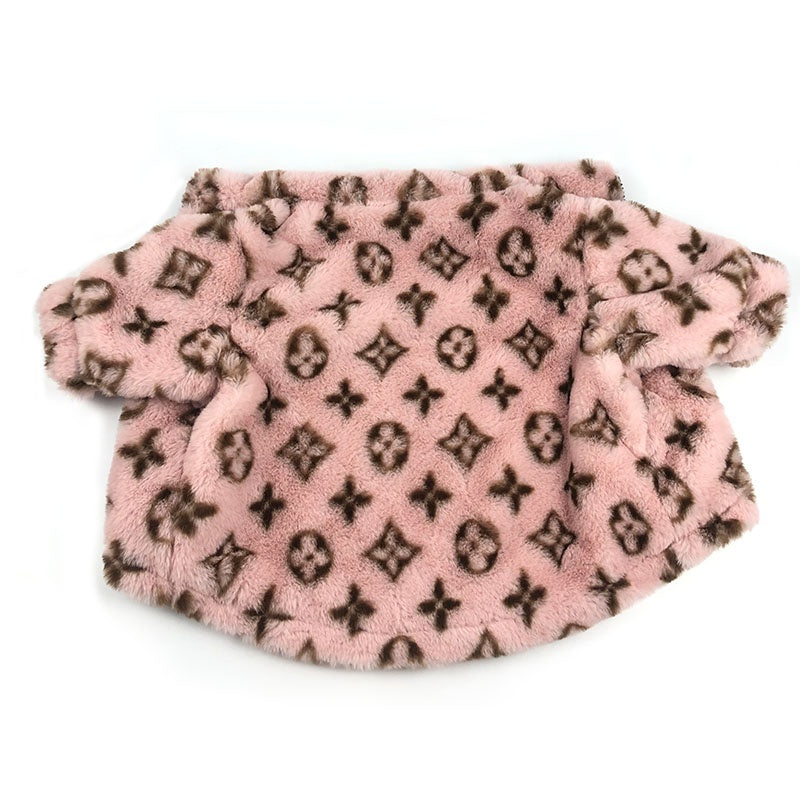 LV Monogram Faux Fur Dog Jacket