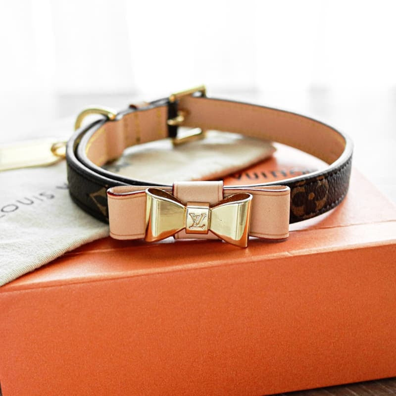 Louis Vuitton Monogram Dog Collar - Luxury Designer Pet Collar with Gold Hardware
