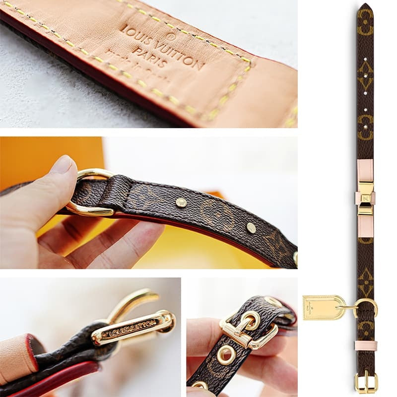 Louis Vuitton Monogram Dog Collar - Luxury Designer Pet Collar with Gold Hardware