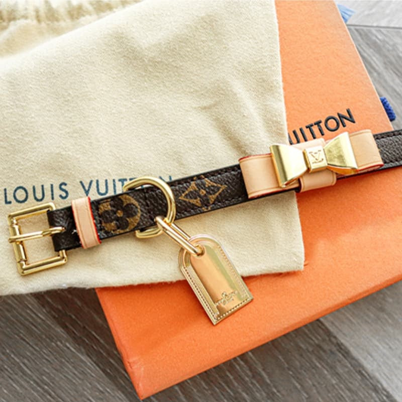 Louis Vuitton Monogram Dog Collar - Luxury Designer Pet Collar with Gold Hardware