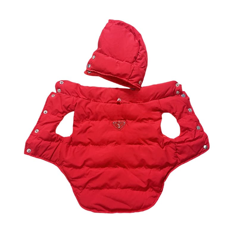 Prada Designer Dog Hooded Vest - Red