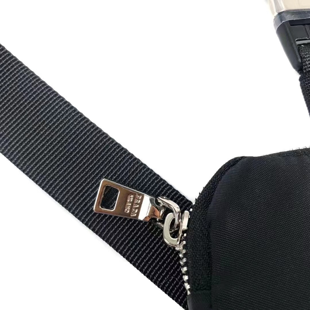 Prada Dog Leash - 150cm Luxury Lead with Triangle Logo & Built-in Pooper Bag Pouch
